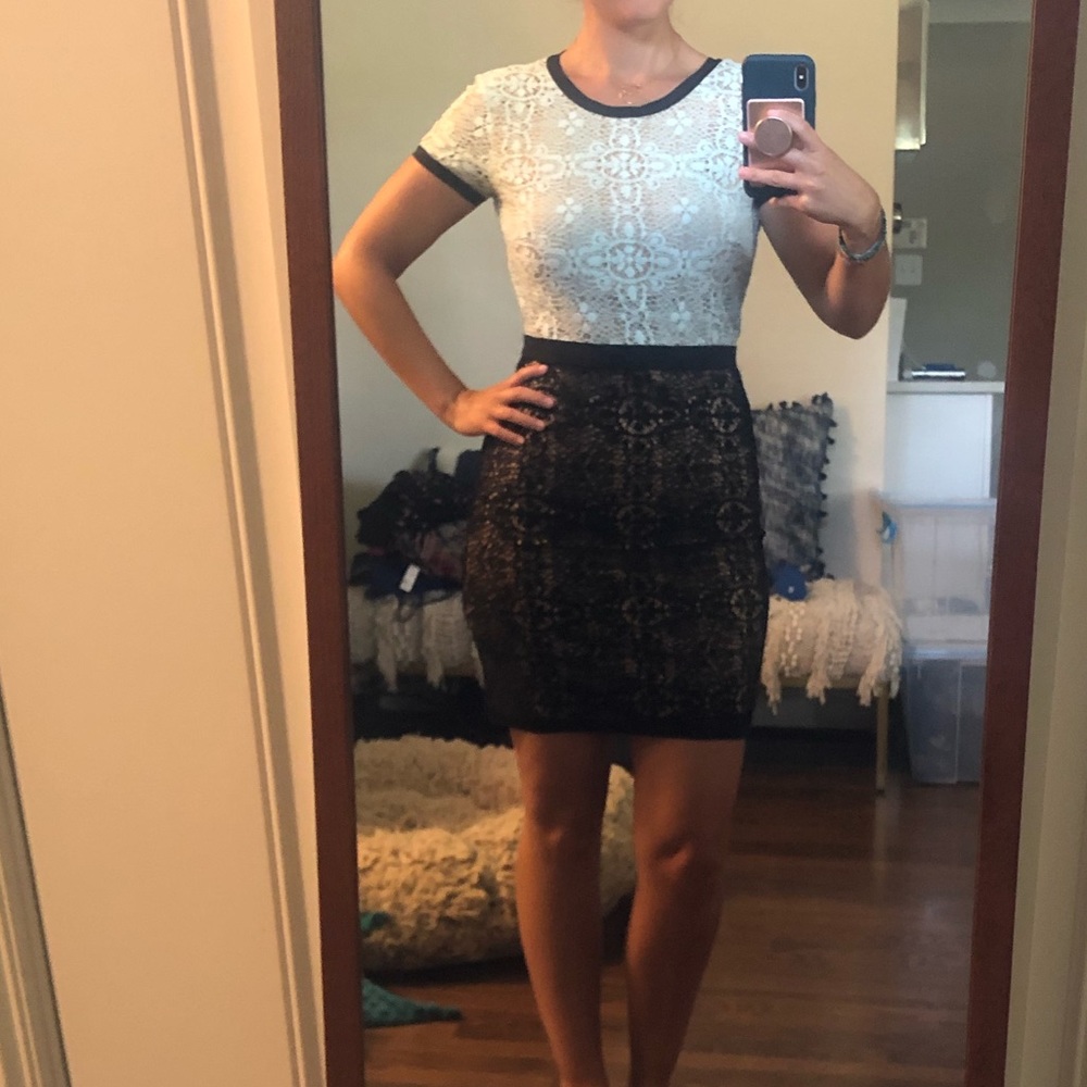 Boutique Mint Green and Black Lace Dress
